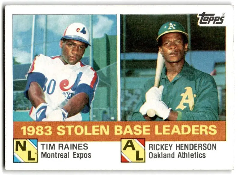 1984 Topps #134 Tim Raines/Rickey Henderson EX Excellent Montreal Expos/Oakland Athletics Baseball Card - Baseball Card