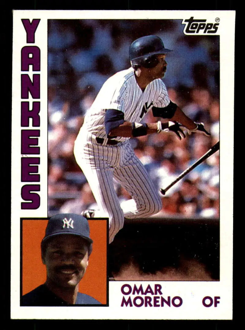 1984 Topps #16 Omar Moreno EX Excellent New York Yankees Baseball Card - Baseball Card Single