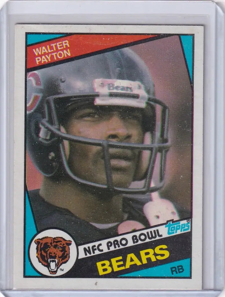 1984 Topps #228 Walter Payton Chicago Bears card featuring player with black helmet