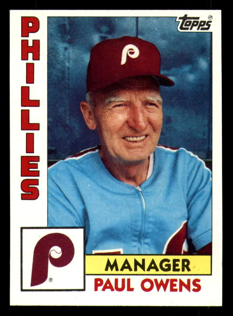 1984 Topps #229 Paul Owens EX Excellent Philadelphia Phillies Baseball Card - Baseball Card Single