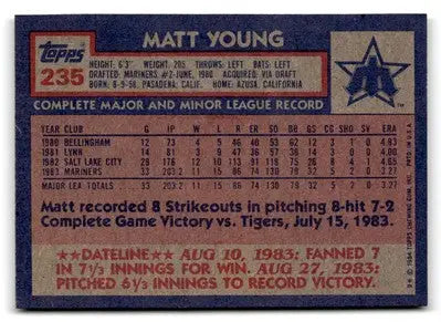 1984 Topps #235 Matt Young