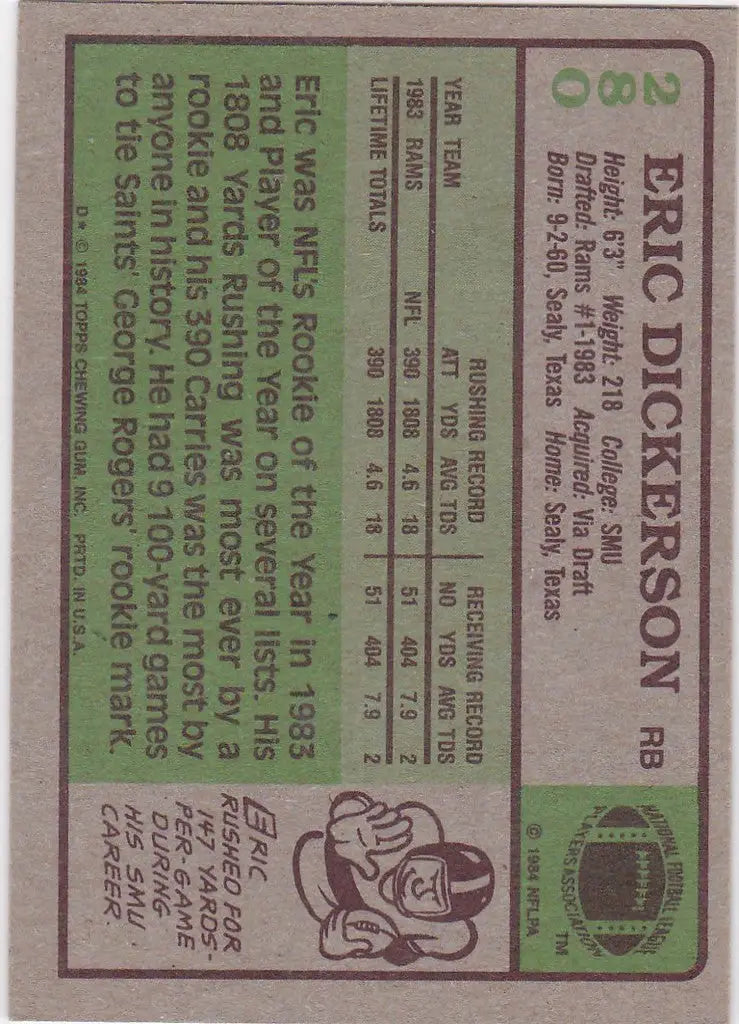 1984 Topps #280 Eric Dickerson RC Los angeles Rams