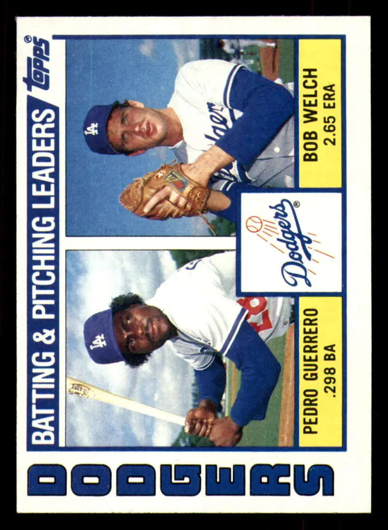 1984 Topps #306 Pedro Guerrero/Bob Welch EX Excellent Los Angeles Dodgers Baseball Card - Baseball Card Single