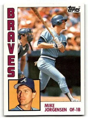 Original gloss 1984 Topps Mike Jorgensen Atlanta Braves baseball card illustration