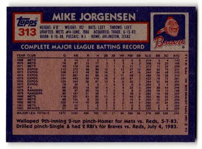 Original gloss 1984 Topps Mike Jorgensen Atlanta Braves baseball card