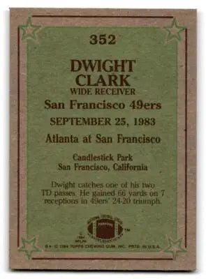 1984 Topps #352 Dwight Clark