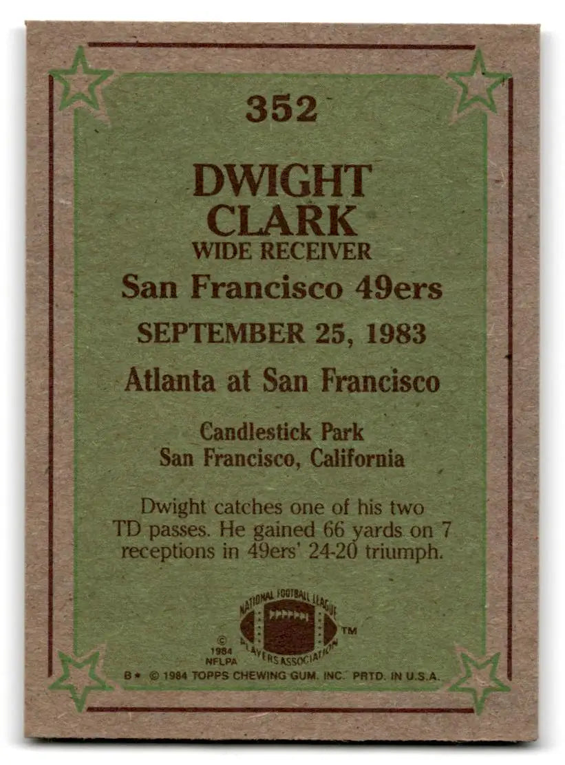 1984 Topps #352 Dwight Clark - Football Card Single