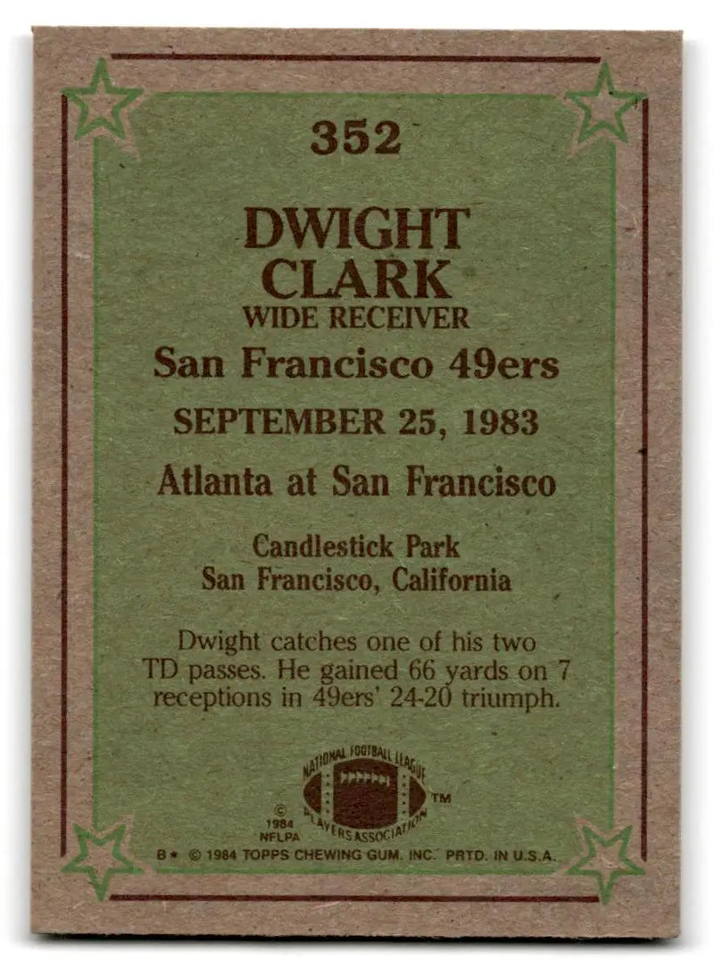 1984 Topps #352 Dwight Clark - Football Card Single