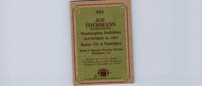 Joe Theismann trading card from the 1984 Topps #391 collection