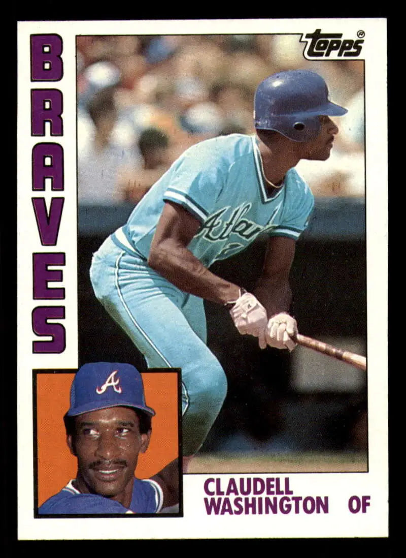 1984 Topps #410 Claudell Washington EX Excellent Atlanta Braves Baseball Card - Baseball Card Single