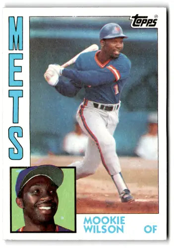 1984 Topps Mookie Wilson baseball card with original gloss and excellent Mets condition