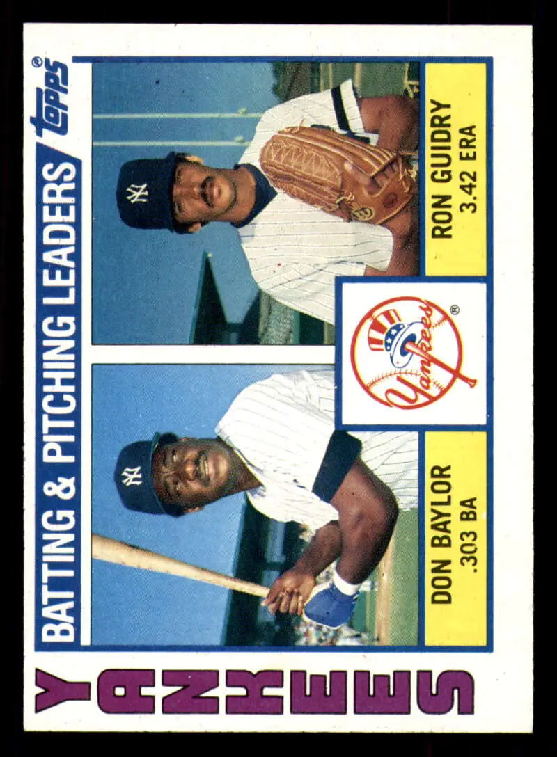 1984 Topps #486 Don Baylor/Ron Guidry EX Excellent New York Yankees Baseball Card - Baseball Card Single