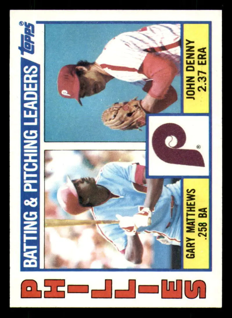 1984 Topps #637 Gary Matthews/John Denny EX Excellent Philadelphia Phillies Baseball Card - Baseball Card Single