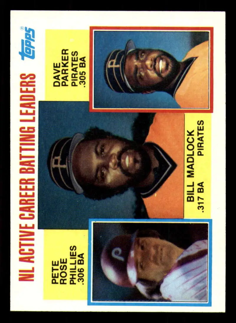 1984 Topps #701 Bill Madlock/Pete Rose/Dave Parker EX Excellent Philadelphia Phillies/Pittsburgh Pirates Baseball Card