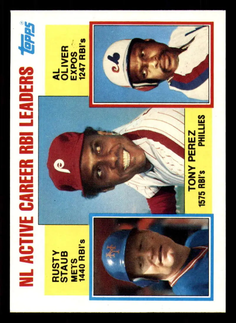 1984 Topps #704 Tony Perez/Rusty Staub/Al Oliver EX Excellent New York Mets/Philadelphia Phillies/Montreal Expos