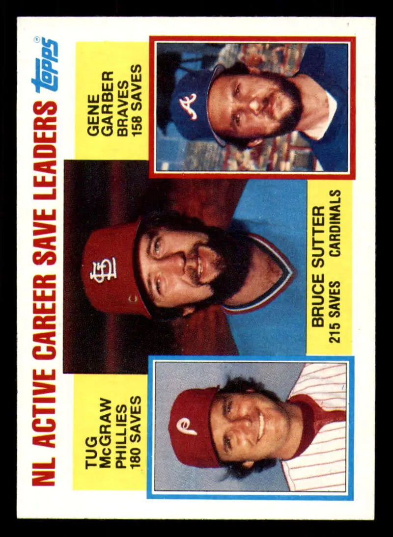 1984 Topps #709 Bruce Sutter/Tug McGraw/Gene Garber EX Excellent Philadelphia Phillies/St. Louis Cardinals/Atlanta