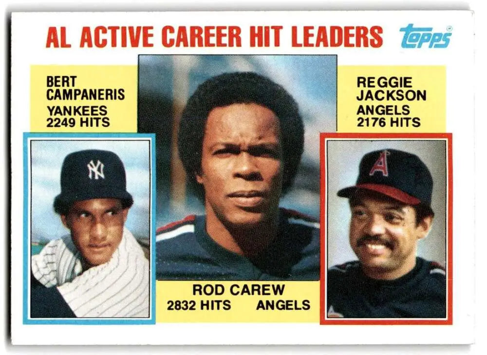 1984 Topps #711 Rod Carew/Bert Campaneris/Reggie Jackson EX Excellent New York Yankees/California Angels Baseball Card