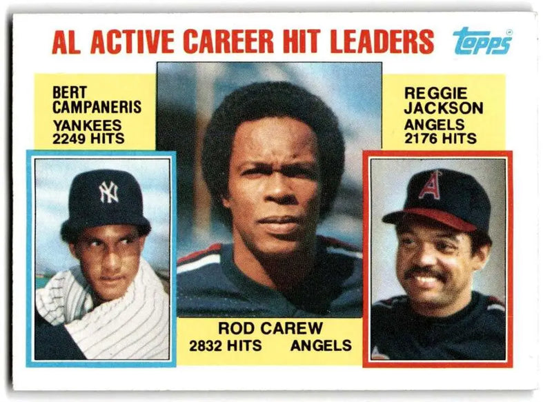 1984 Topps #711 Rod Carew/Bert Campaneris/Reggie Jackson EX Excellent New York Yankees/California Angels Baseball Card