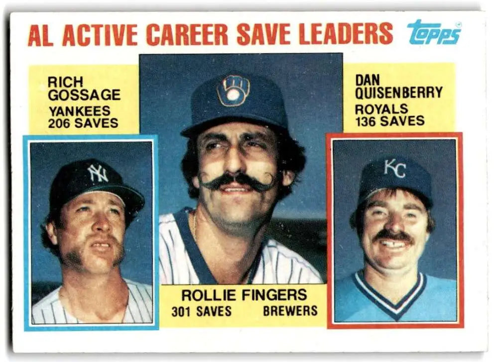 1984 Topps #718 Rollie Fingers/Rich Gossage/Dan Quisenberry EX Excellent New York Yankees/Milwaukee Brewers/Kansas City