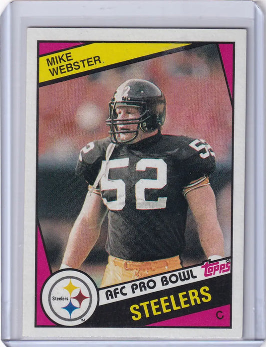 Mike Webster football card from 1984 Topps Football, showcasing the Pittsburgh Steelers