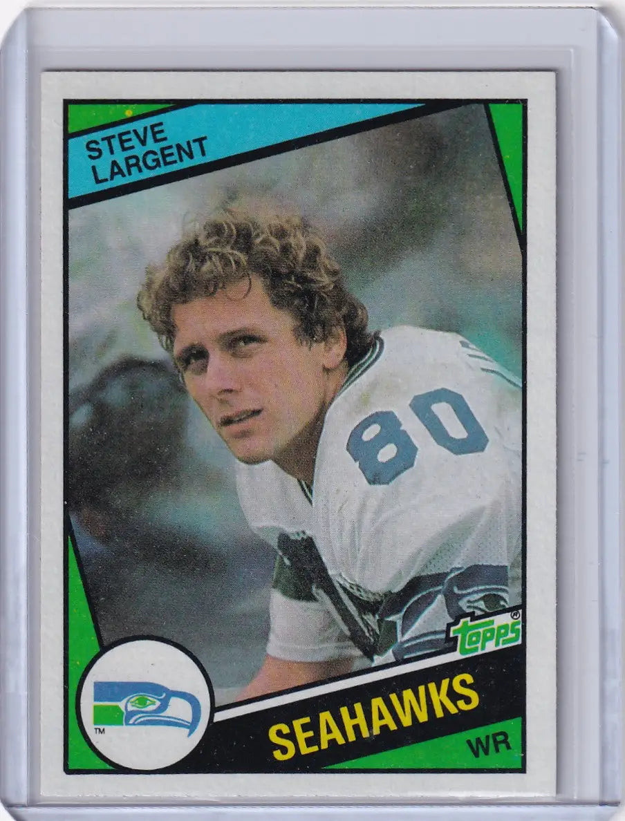 1984 Topps Football #196 Steve Largent card featuring Seattle Seahawks memorabilia
