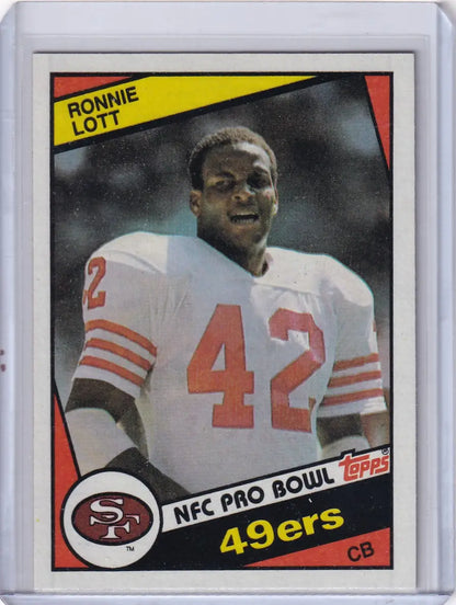 Ronnie Lott 1984 Topps Football card featuring San Francisco 49ers star player