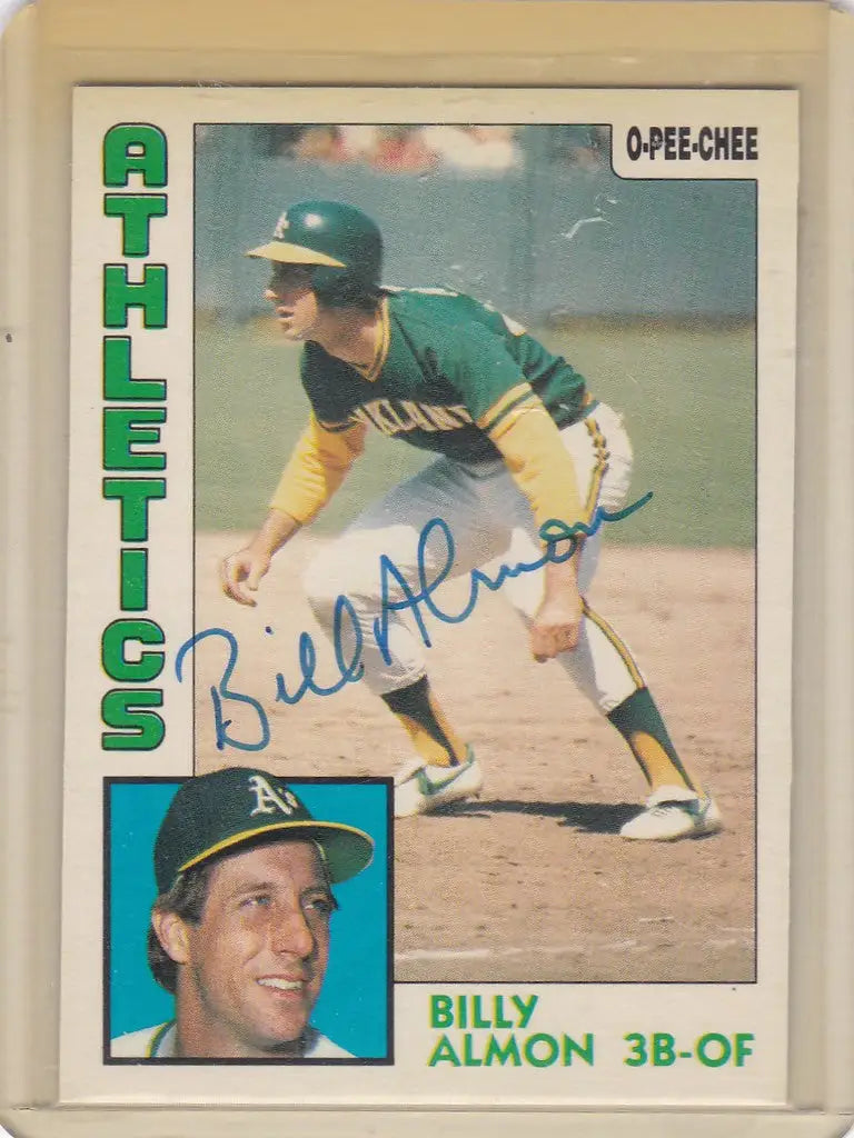 Baseball card of Billy Almon from 1984 Topps O-Pee-Chee Oakland Athletics trading cards