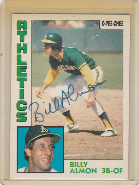 Baseball card of Billy Almon from 1984 Topps O-Pee-Chee Oakland Athletics trading cards