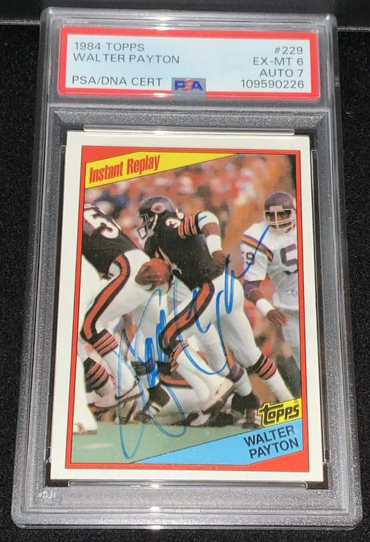 1984 Topps Walter Payton #229 Signed PSA 6 DNA 7 Auto Chicago Bears - Football Card Single