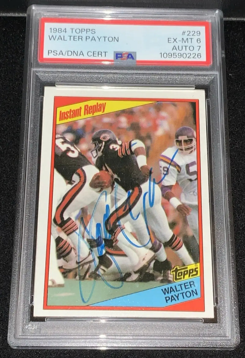 1984 Topps Walter Payton #229 Signed PSA 6 DNA 7 Auto Chicago Bears - Football Card Single