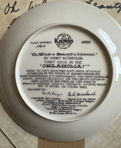 Decorative collector’s plate from the Bradford Exchange featuring Oklahoma morning scene
