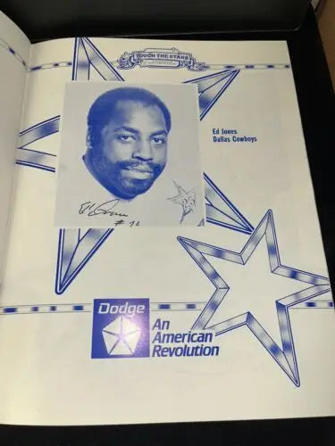 Ed Jones Dallas Cowboys memorabilia in 1985 Touch the Stars Program with Tony Dorsett signatures