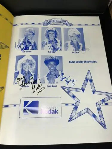 Autographed Dallas Cowboys Cheerleaders program featuring Tony Dorsett and 36 signatures