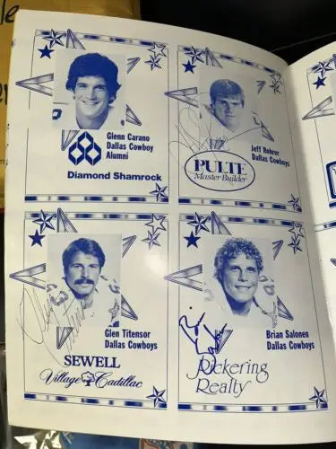 Signed Dallas Cowboys memorabilia featuring Tony Dorsett in a program with 36 signatures