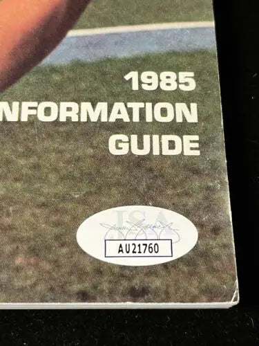 1985 New York Yankees Media Guide with authentication sticker signed by Don Mattingly