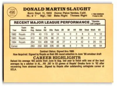 1985 Donruss #496 Don Slaught