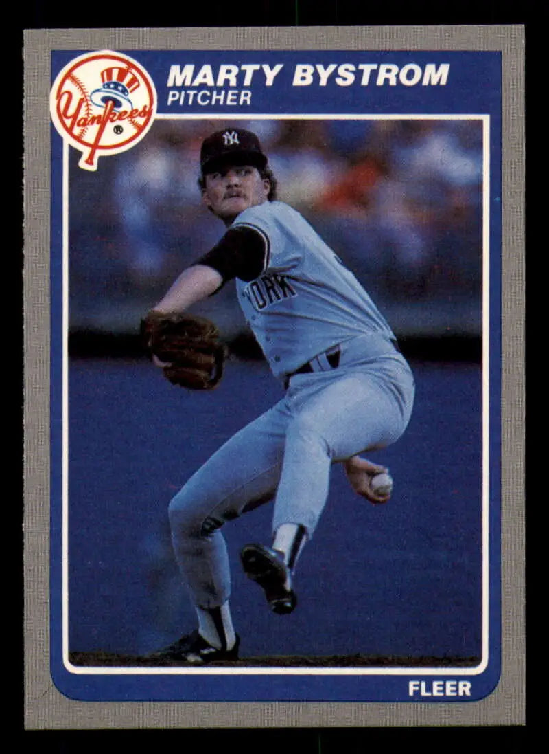 1985 Fleer #122 Marty Bystrom EX Excellent New York Yankees Baseball Card - Baseball Card Single