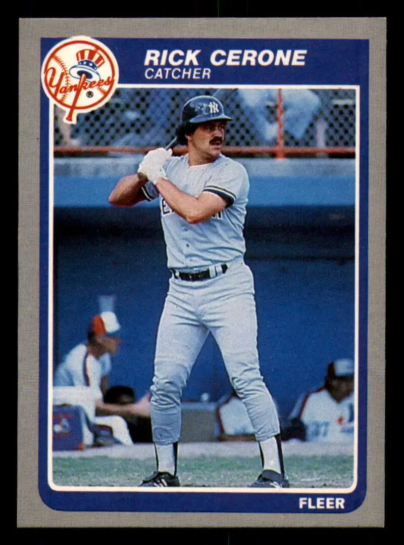 1985 Fleer #123 Rick Cerone EX Excellent New York Yankees Baseball Card - Baseball Card Single