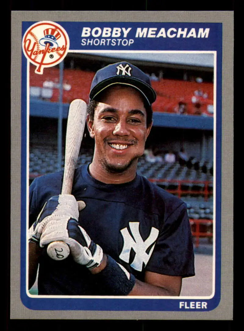 1985 Fleer #134 Bobby Meacham EX Excellent New York Yankees Baseball Card - Baseball Card Single
