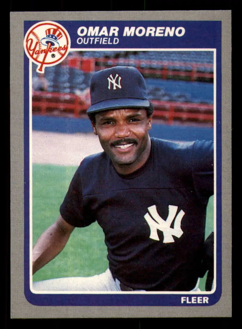 1985 Fleer #136 Omar Moreno EX Excellent New York Yankees Baseball Card - Baseball Card Single