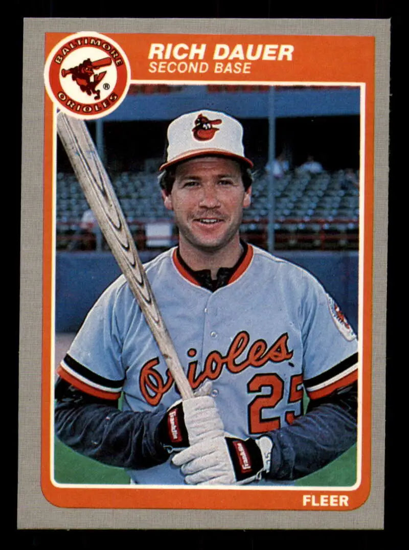 1985 Fleer #173 Rich Dauer EX Excellent Baltimore Orioles Baseball Card - Baseball Card Single