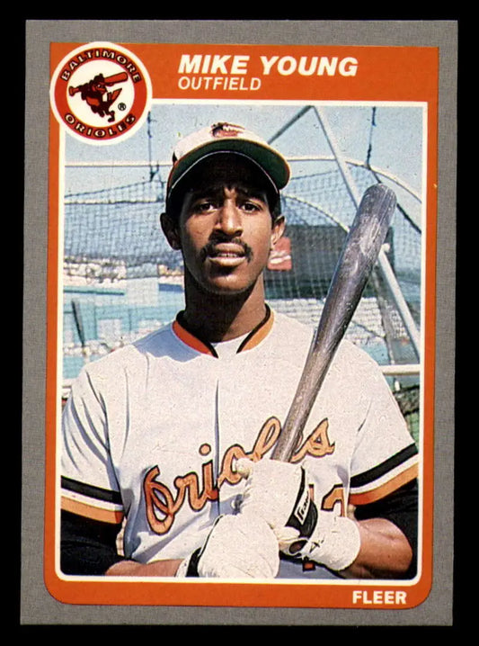 1985 Fleer #195 Mike Young EX Excellent Baltimore Orioles Baseball Card - Baseball Card Single