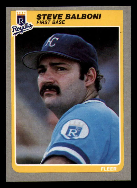 1985 Fleer #196 Steve Balboni EX Excellent Kansas City Royals Baseball Card - Baseball Card Single