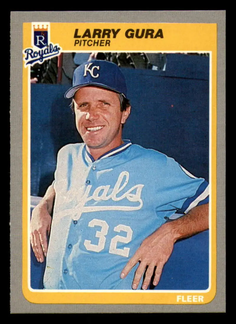 1985 Fleer #202 Larry Gura EX Excellent Kansas City Royals Baseball Card - Baseball Card Single