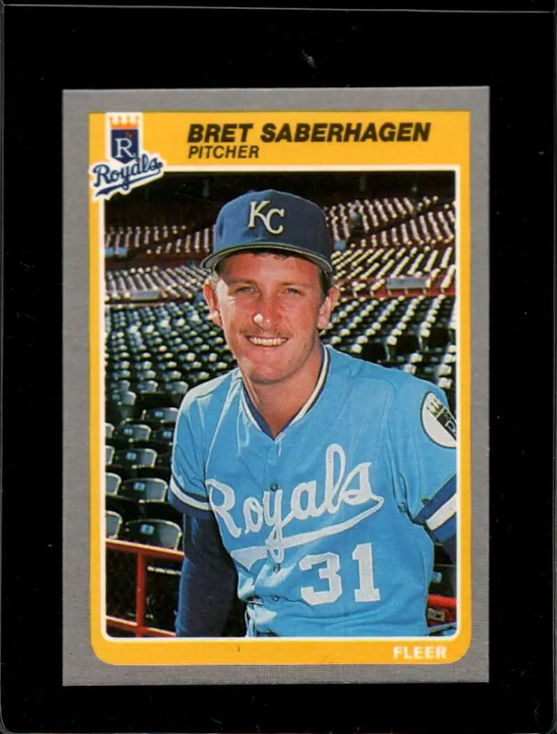 1985 Fleer #212 Bret Saberhagen EX Excellent RC Rookie Kansas City Royals Baseball Card - Baseball Card Single
