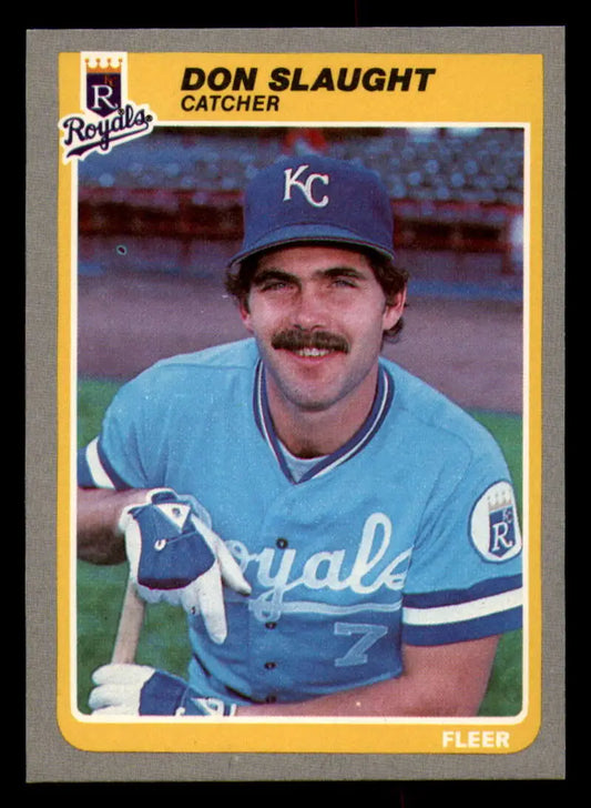 1985 Fleer #214 Don Slaught EX Excellent Kansas City Royals Baseball Card - Baseball Card Single