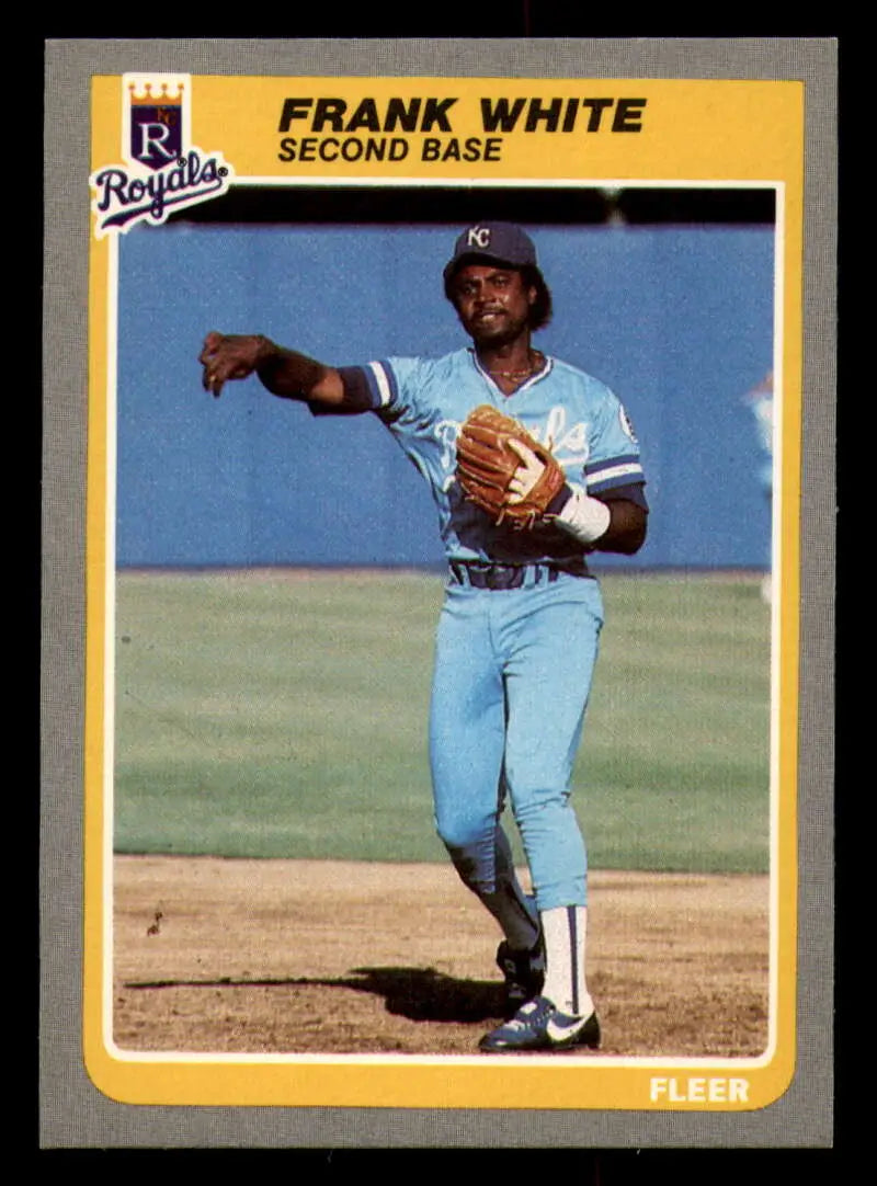 1985 Fleer #217 Frank White EX Excellent Kansas City Royals Baseball Card - Baseball Card Single