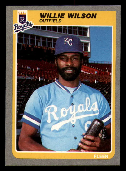 1985 Fleer #218 Willie Wilson EX Excellent Kansas City Royals Baseball Card - Baseball Card Single