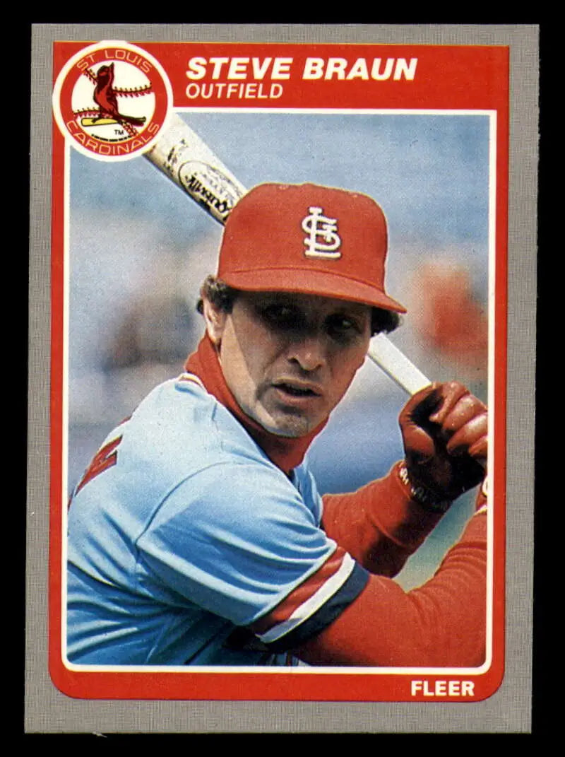 1985 Fleer #221 Steve Braun EX Excellent St. Louis Cardinals Baseball Card - Baseball Card Single