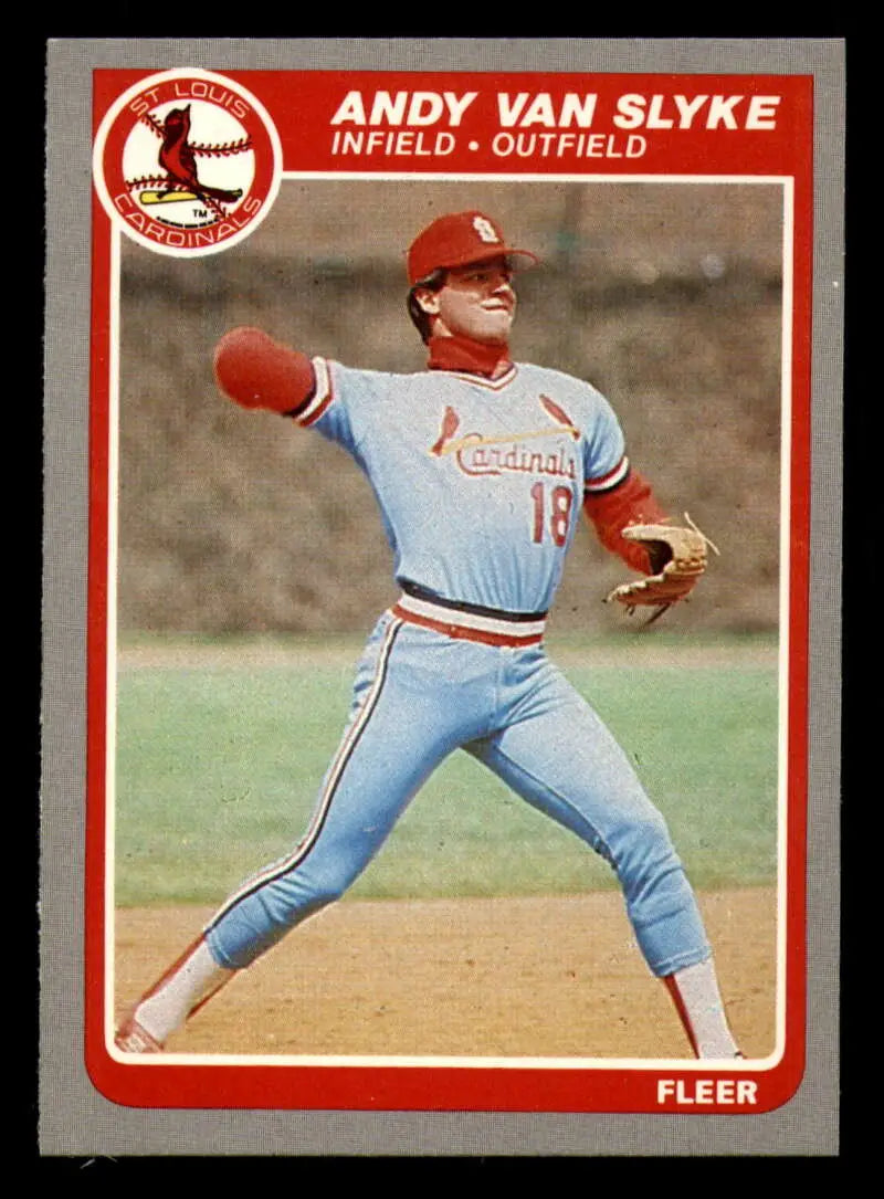 1985 Fleer #242 Andy Van Slyke EX Excellent St. Louis Cardinals Baseball Card - Baseball Card Single